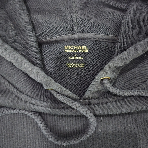 Michael Kors Black Hoodie Dress Long Sleeve Sweatshirt Knee Length Size Large - Picture 4 of 6